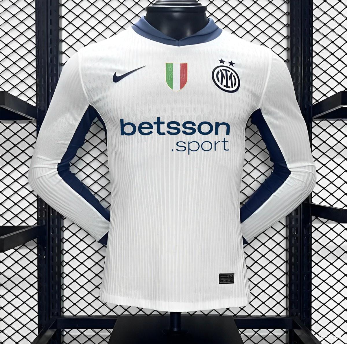 Camiseta de fútbol Inter Milan 2024/25 VISITANTE MANGA LARGA VERSION JUGADOR
